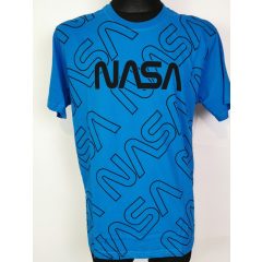   Kerek nyakú, rövid ujjú, hátul egyszínű, elől mintás, kellemes, pamutos anyagú férfi póló M-2XL