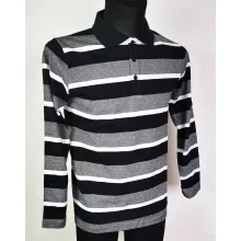 Kihajtós nyakú,  hosszú ujjú, vékonyabb, pamutos anyagú férfi felső S-2XL