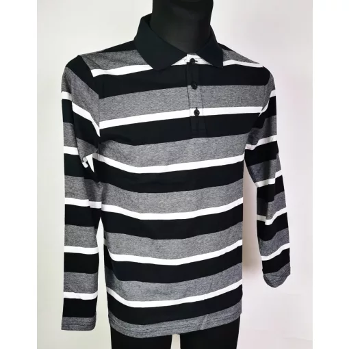 Kihajtós nyakú,  hosszú ujjú, vékonyabb, pamutos anyagú férfi felső S-2XL