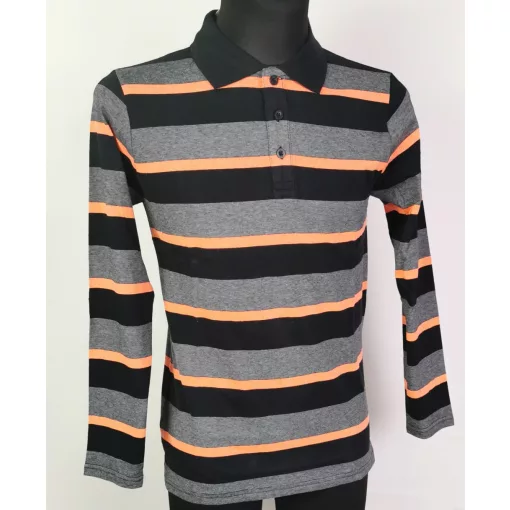 Kihajtós nyakú,  hosszú ujjú, vékonyabb, pamutos anyagú férfi felső S-2XL