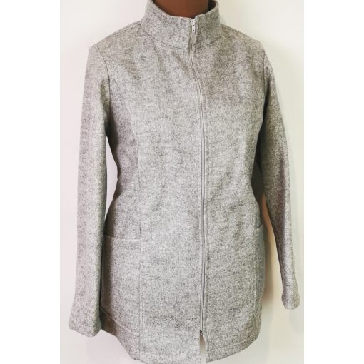 Álló nyakú, cipzáras, zsebes, átmeneti pulóver 42-52