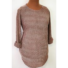 Gépi kötött, hosszú ujjú, mályva-fekete színű pulóver XL/2XL