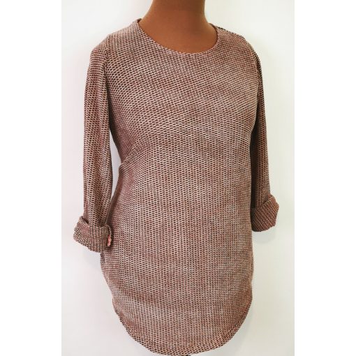 Gépi kötött, hosszú ujjú, mályva-fekete színű pulóver XL/2XL