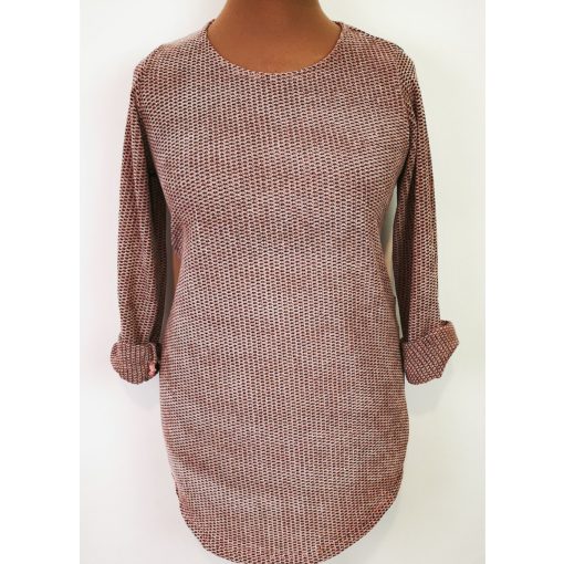Gépi kötött, hosszú ujjú, mályva-fekete színű pulóver XL/2XL