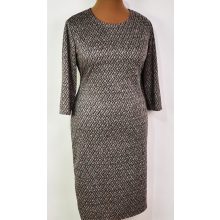 Fekete-bézs színű, rombusz mintás, pamutos anyagú ruha XL-5XL