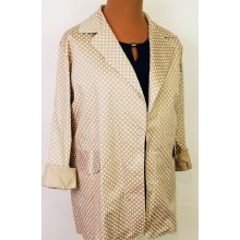 Fehér pöttyös, álzsebes, nyitott, vékonyabb anyagú blézer 3XL-5XL