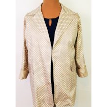 Fehér pöttyös, álzsebes, nyitott, vékonyabb anyagú blézer 3XL-5XL