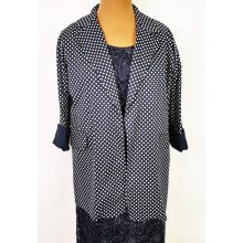 Fehér pöttyös, álzsebes, nyitott, vékonyabb anyagú blézer 3XL-5XL