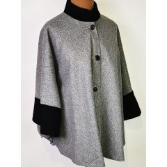   Selyembéléses, bézs alapszínű, cipzárral variálható, átmeneti, alkalmi szövet kabát 4XL/5XL-5XL/6XL