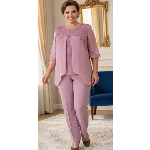 Kétrészes alkalmi kosztüm, nadrágja kétoldalt gumis 42-52