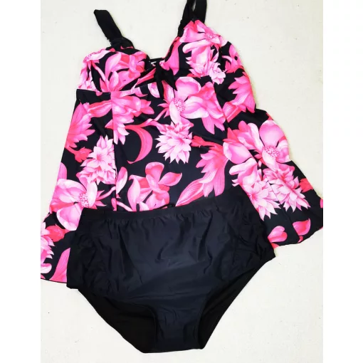 Hosszú felső részű, vékony szivacsbetétes tankini 5XL-9XL