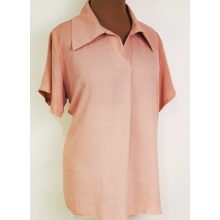 Ingnyakú, rövid ujjú,  mályva alapszínű, selymes anyagú felső 2XL/3XL
