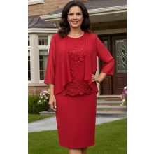 Kétrészes alkalmi kosztüm, felső része dupla muszlin anyagú 42-52