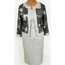 Elől sötétszürke mintás, díszcsatos ruha 42-56