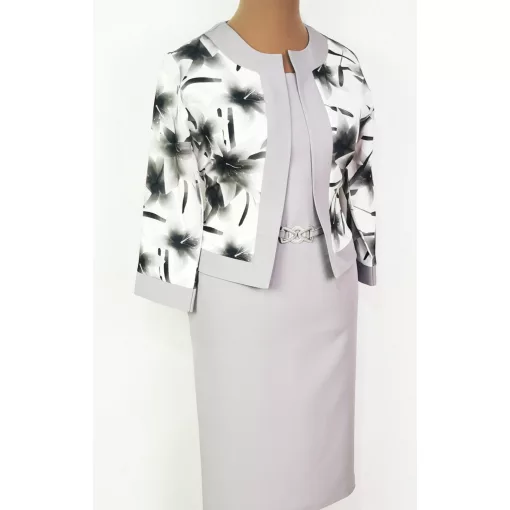 Elől virág mintás, díszcsatos ruha 44-56