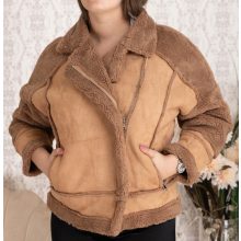 Irha hatású, zsebes, cipzáras, szőrme bélelt dzseki M/L, L/XL