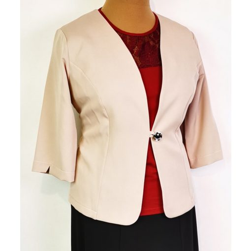 Bézs színű, 3/4-es ujjú, egy gombos  blézer L-3XL