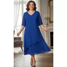 Királykék színű, alkami, muszlin ruha 44-54