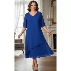 Királykék színű, alkami, muszlin ruha 44-54