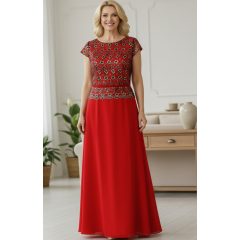   Fekete-arany színű csipkerátéttel díszített, alkalmi maxi ruha 42-56