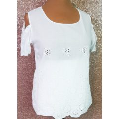   Vállvillantós, pille könnyű, deréknál hímzett virággal díszített, alkalmi felső 42-52