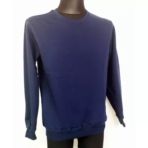Kerek nyakú,  hosszú ujjú, sötétkék színű férfi pulóver S-2XL