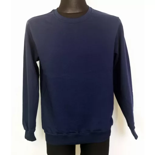 Kerek nyakú,  hosszú ujjú, sötétkék színű férfi pulóver S-2XL