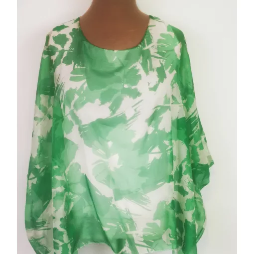 Kerek nyakú, 3/4-es ujjú, dupla muszlin anyagú alkalmi felső XL/2XL
