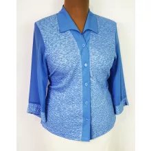 Ingnyakú, elől végig gombos, 3/4-es ujjú felső L-4XL