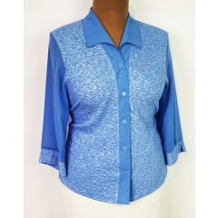 Ingnyakú, elől végig gombos, 3/4-es ujjú felső L-4XL