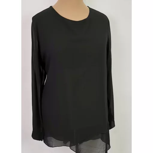 Dupla, muszlin anyagú, hosszú ujjú, aszimmetrikus aljú alkalmi felső 3XL/4XL