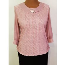 Babagalléros, anyagában mintás, nyaknál díszített, selymes, rugalmas anyagú alkalmi felső L-4XL