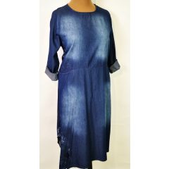   Farmerkék színű, hosszú, roll upos ujjú, farmer ruha 2XL/4XL