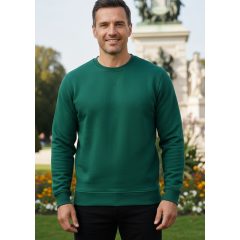   Kerek nyakú,  hosszú ujjú, zöld színű férfi pulóver S-2XL