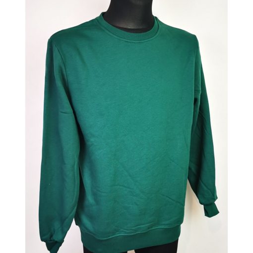 Kerek nyakú,  hosszú ujjú, zöld színű férfi pulóver S-2XL