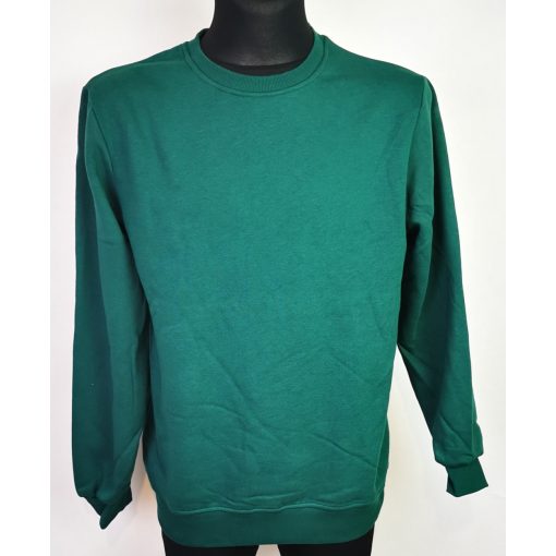 Kerek nyakú,  hosszú ujjú, zöld színű férfi pulóver S-2XL