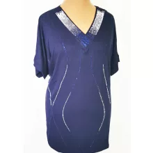 "V" nyakú, rövid ujjú, díszített, pamutos anyagú tunika 2XL/3XL-3XL/4XL