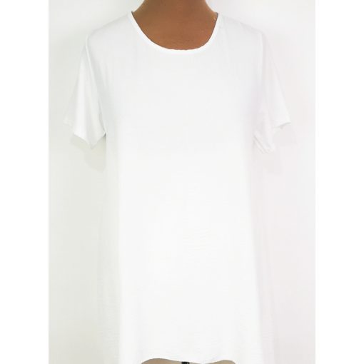 Kerek nyakú, rövid ujjú, lefelé bővűlő, fehér színű, muszlin felső 2XL/4XL