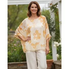 Kerek nyakú, 3/4-es ujjú, dupla muszlin anyagú alkalmi felső XL/2XL