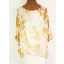 Kerek nyakú, 3/4-es ujjú, dupla muszlin anyagú alkalmi felső XL/2XL