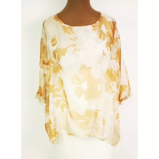 Kerek nyakú, 3/4-es ujjú, dupla muszlin anyagú alkalmi felső XL/2XL