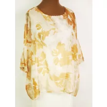 Kerek nyakú, 3/4-es ujjú, dupla muszlin anyagú alkalmi felső XL/2XL