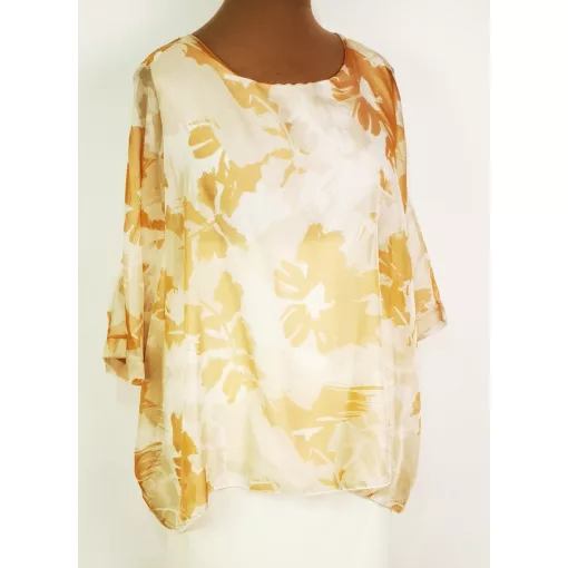 Kerek nyakú, 3/4-es ujjú, dupla muszlin anyagú alkalmi felső XL/2XL