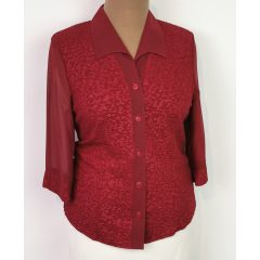 Ingnyakú, elől végig gombos, 3/4-es ujjú felső L-4XL