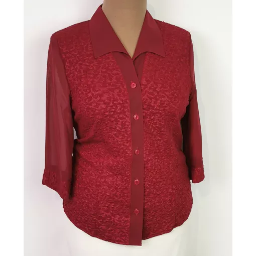 Ingnyakú, elől végig gombos, 3/4-es ujjú felső L-4XL