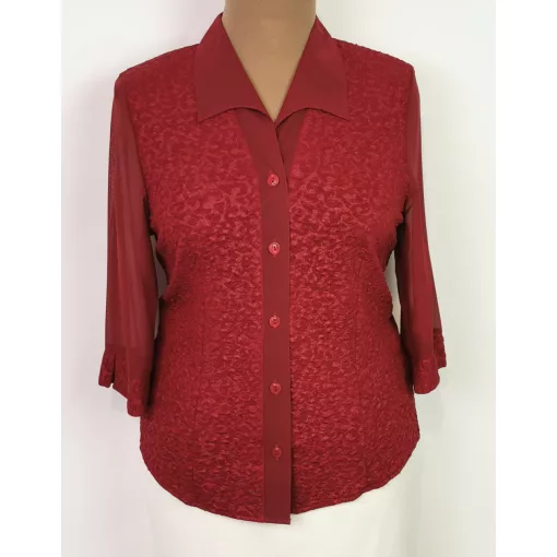 Ingnyakú, elől végig gombos, 3/4-es ujjú felső L-4XL