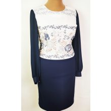 Fehér alapon színes mintás, alkalmi ruha 46-54