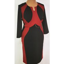 Bordó színű betéttel és csattal díszített alkalmi ruha 46-54