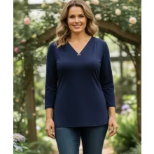 Sötétkék színű, pamutos anyagú felső L-4XL