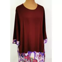 Bordó  alapszínű, muszlin rátétes tunika 3XL/5XL